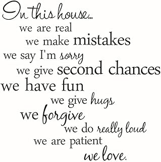 FRCOLOR Vinyl Wall Quotes Stickers, in This House Home Saying Wall Decal Quote Home Decor Bathroom Wall Decals Peel and Stick Quotes Vinyl Wall Decal Sticker (White)