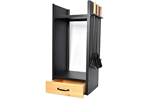 The Rack Co. Contemporary Fireplace Tool Set with Wood Drawer