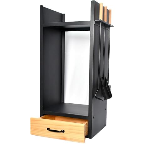 The Rack Co. Contemporary Fireplace Tool Set with Wood Drawer