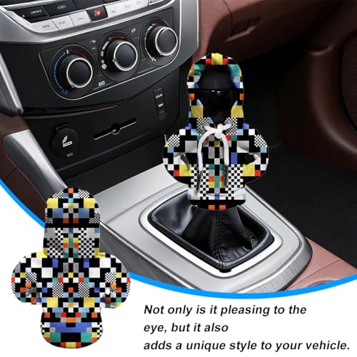 ANFTDCO Car Gear Shift Hoodie, Mosaic Funny Fashionable Vehicle Shift Knob Cover, Automotive Interior Shifter Stick Protector Decoration, Universal for SUV Automobile Truck - Thumbnail 4