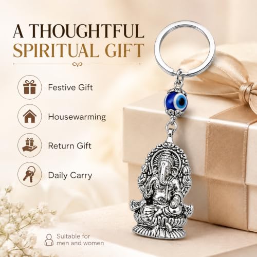 Image of Premium Turkish Evil Eye Keychain for Car, Bike & Home | Nazar Protection Keychain, Good Luck Charm | Spiritual Metal Key chain for Men & Women