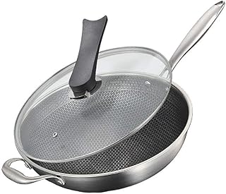 Wok na Indukcję Wok ze stali nierdzewnej 304 Wielofunkcyjna nieprzywierająca patelnia Niepowlekana bezolejowa garnek na dym kuchenka indukcyjna Kuchenki gazowe 34cm Okrągła patelnia na sos Wok