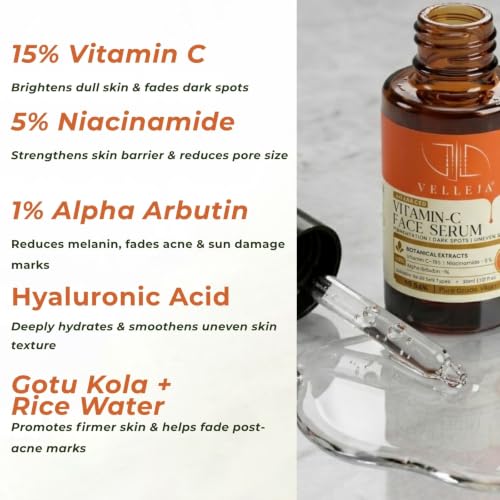 Image of Advanced 15% Vitamin C Face Serum, 10ml | 15% Vitamin C + 5% Niacinamide + 1% Alpha Arbutin brightens skin and fades dark spots , pigmentation. & even-looking skin