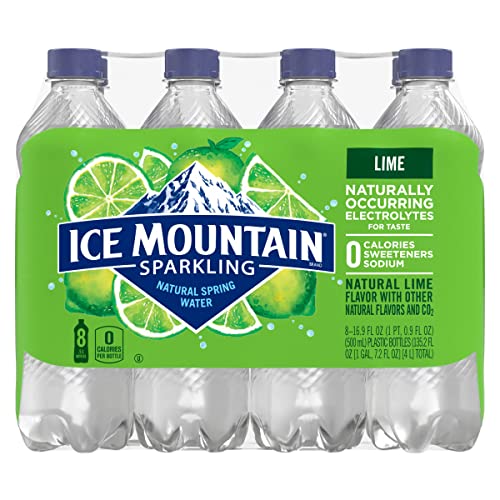 Image of Ice Mountain Sparkling Water, Zesty Lime, 16.9 oz. Bottles (8 Pack)