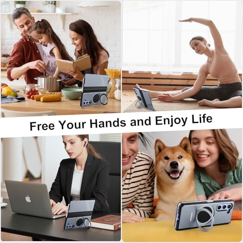 Coque Galaxy Z Fold 5 Magsafe en cuir et métal avec béquille rotative - 7