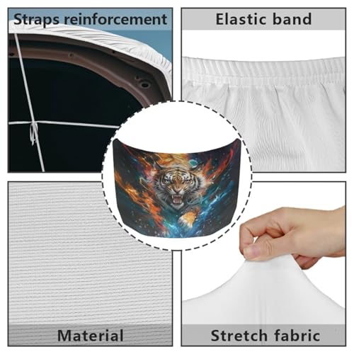 Image of 59x39 Inch Cool Tiger Print Hood Cover for Compact Sedan SUV Trucks Stretchable Car Hood Wrap Blankets Auto Banner Waterproof Auto Exterior Accessories