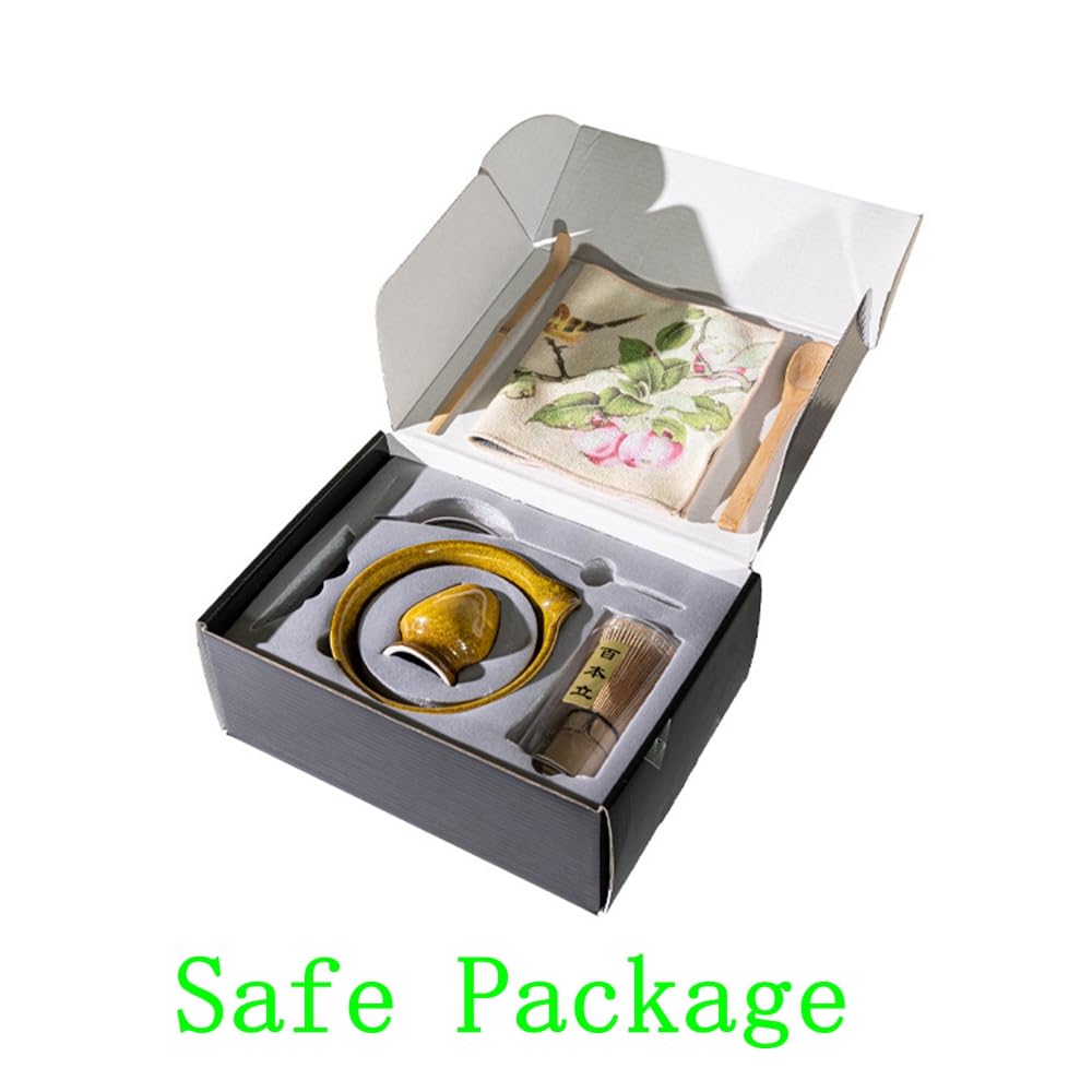 Juego de 8 batidores de matcha con caja de regalo negra, juego de kit de ceremonia de té tradicional japonés, juego de cuencos de cerámica para cambiar el horno, juego de cuencos de matcha a rayas