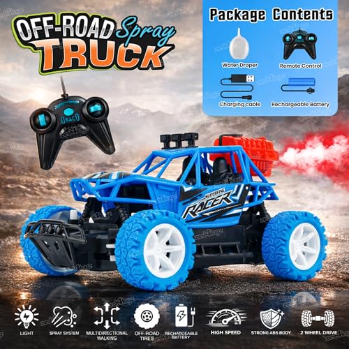 Image of Zest 4 Toyz Remote Control Car Toy for Kids Adults | Off-Road Monster Truck Spray Climbing Racing Car | Mist Spray Effect | Drift RC Car | Rechargeable | USB Cable | LED Lights | Birthday Gift