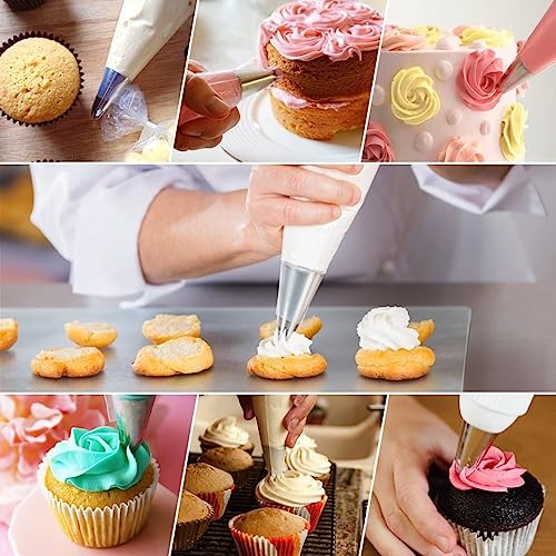 Set di beccucci per sac à poche in acciaio inox, 5 beccucci professionali senza cuciture, 5 misure per decorare cupcakes torte, glassa, biscotti