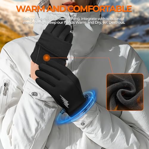 rivmount Winter Gloves Women Men for Cold Weather, Running Driving Cycling, Water-Resistant & Touch Screen, Snow Ski Gloves Liner, Warm Glove for Daily Work & Sports Outdoor