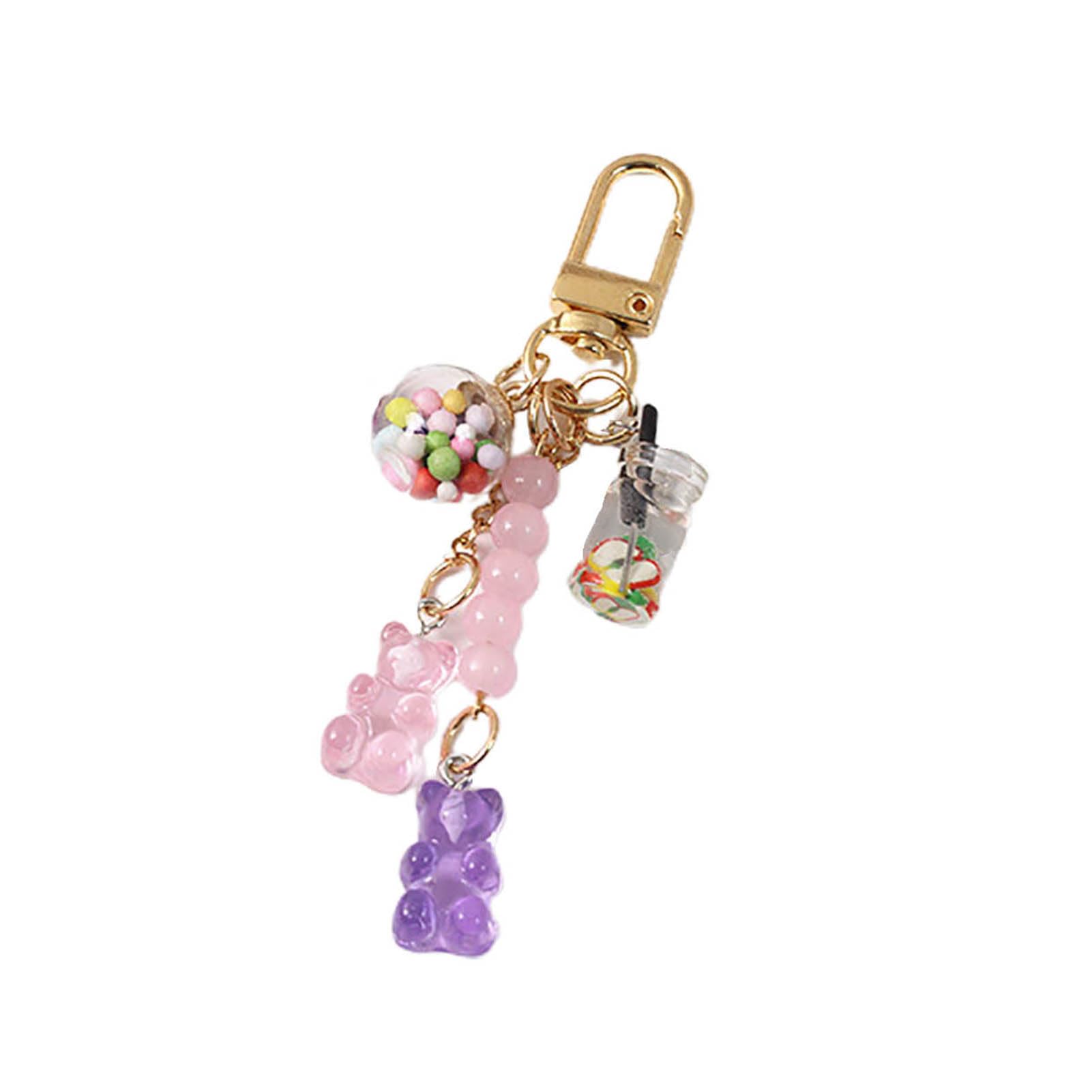 Cute Resin Gummy Bear Key Chain Candy Color Animal Bear Charms Keychains Car Keys Bag Pendant Keyring Jewelry Gift