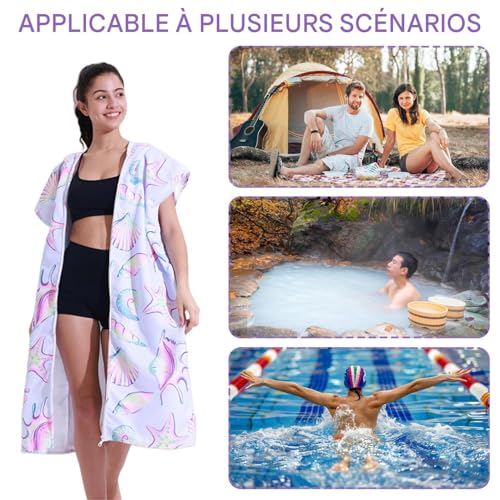 Serviettes de plage pour adultes en microfibre avec capuche
