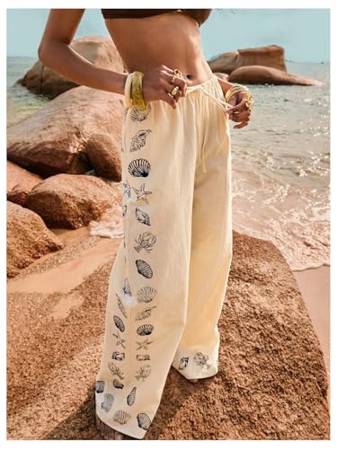 Women's Starfish Graphic Wide Leg Pants Drawstring Waist Beach Vacation Pants4