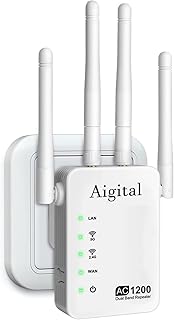 AC1200 WiFi Extender Up to 2640sq.ft and 30 Devices, Up to 1200Mbps, Dual Band 2.4G 5G WiFi Range Extender, 2 Ethernet Ports, Internet Booster, Wireless Repeater,Works with All Router Modem
