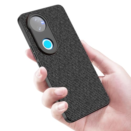 Image of Kapa Soft Full Fabric Protective Back Case Cover for Vivo T4R / V50 / V50E 5G | Shockproof Slim Hard Anti Slip Back Case (Black)
