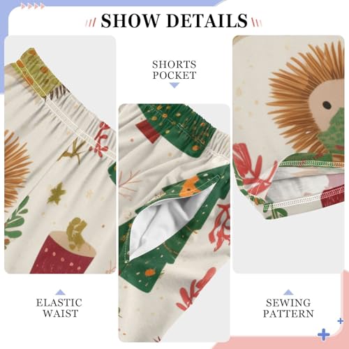 ZZXXB Hedgehog Pine Trees Boys Long Pants Soft Trousers Elastic Waist Kids Lounge Bottoms with Pockets S-XL4