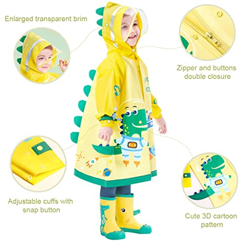 Image of Kids Raincoats Hooded Rain Poncho Waterproof Rain Jacket Boys Girls Rain Suit Cute 3D Cartoon Rainwear 2-12 Years