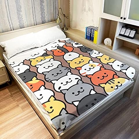 YISUMEI Cartoon Cat Throw Blanket Cute Animals Cartoon Cats Fleece Blanket Soft Warm Cozy for Kids Adult Gifts 60"x80" Cover