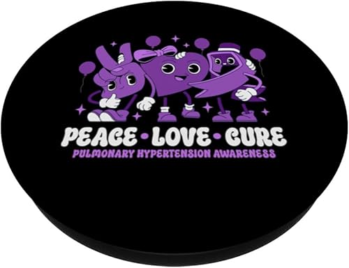 Miniatura 2 de PopGrip estándar PopSockets de concienciación sobre hipertensión pulmonar de sobrevivientes de cinta púrpura