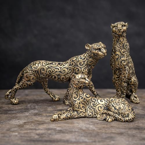Image of Statue Decorative Showpiece - Luxury Black & Gold Resin Sculpture for Living Room, Office & Bedroom | Artistic Tabletop Home Decor Gift Item (Golden Leopard)