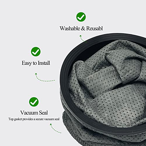 Image of Smilefil Round 10QT Intercept Micro Filter Paper Bags 100331 & Round Reusable Micro Cloth Filter Bags 100565 Replacement Fits for Proteam Cylindrical 10 Quart Backpack Vacuums