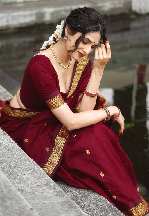 Image of C J Enterprise Women's Pure Kanjivaram Soft Silk Saree Banarasi Style Ladies Sadi With Blouse Piece for Wedding (Eagle-3-51)
