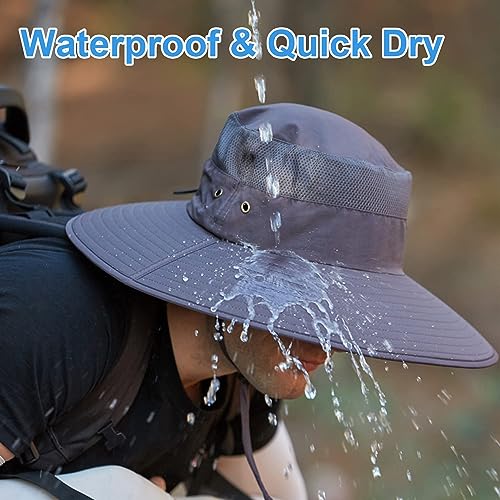 Image of Wide Brim Sun Hat for Men Women UV Protection Ventilated Summer Hats for Fishing Hiking Garden Beach