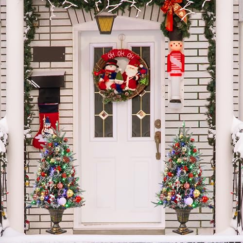 GAOMON 3 Ft Christmas Tree with 78 Multicolor Led Lights, Pre-Lit Artificial Christmas Trees with Potted Base, Snow Flocked, 8 Lighting Modes, Battery Operated, Xmas Tree for Home Decor
