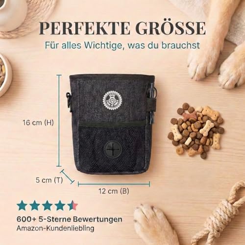 HUND IST KÖNIG Leckerlibeutel für Hunde-Training - Robuster Futterbeutel Hunde, kompakt & funktional - Futterbeutel Hundetraining für schnelles belohnen - mit Kotbeutelspender & Trainings-Ebook