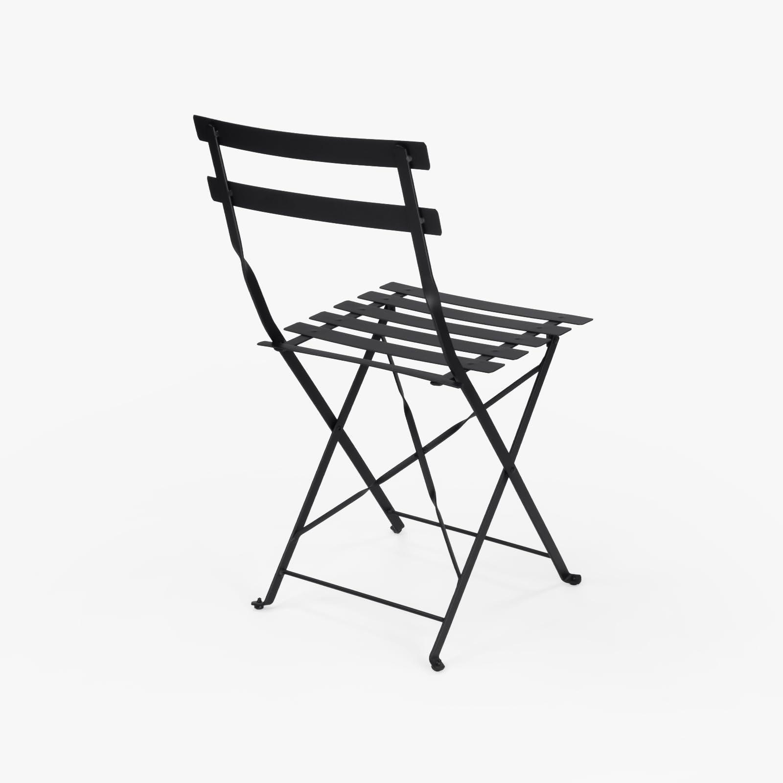 Vaukura Silla Exterior Plegable de Acero Resistente para jardín, terraza, Patio o balcón – Diseño bistrot Estilo Moderno – Acabado anticorrosivo – Negra, Blanca o Verde Oliva – Modelo Aime (Negro)