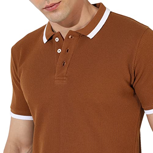 Image of CAHOOT Men's Spread Collar Regular Fit Casual T-Shirt for Casual Wear | T-Shirt Crafted with Regular Sleeves, Comfort Fit and High-Performance for Everyday Wear