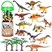 Mini Figuras Dinosaurios 16 Piezas, Animales Plastico Decoración de la Torta, Juguetes por 3 Años Niños Niñas