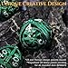 Metal DND Dice Set - Unique Round Hollow Orb Design for Better Rolling - Beautiful Dragon Set for Role Playing Games (RPG) - Stunning D&D Dungeons and Dragons Dice (Green)