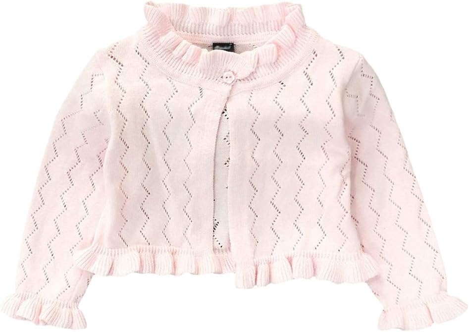 Baby Infant Toddler Girls Princess Long Sleeve Open Front Bolero Shrug Kids Basic Jacket Cardigan Sweater Top Fen 80 Pink