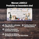 LANOLU Tabliczka blaszana w stylu retro z psem - kto mówi szczęście, dekoracja dla miłośników psów - plakat metalowa tabliczka z zabawnym sentencją jako dekoracja do ogrodu i kuchni ze sznurkiem