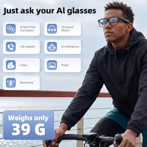 Gafas inteligentes con cámara 4K HD llamadas Bluetooth e interpretación simultánea 6