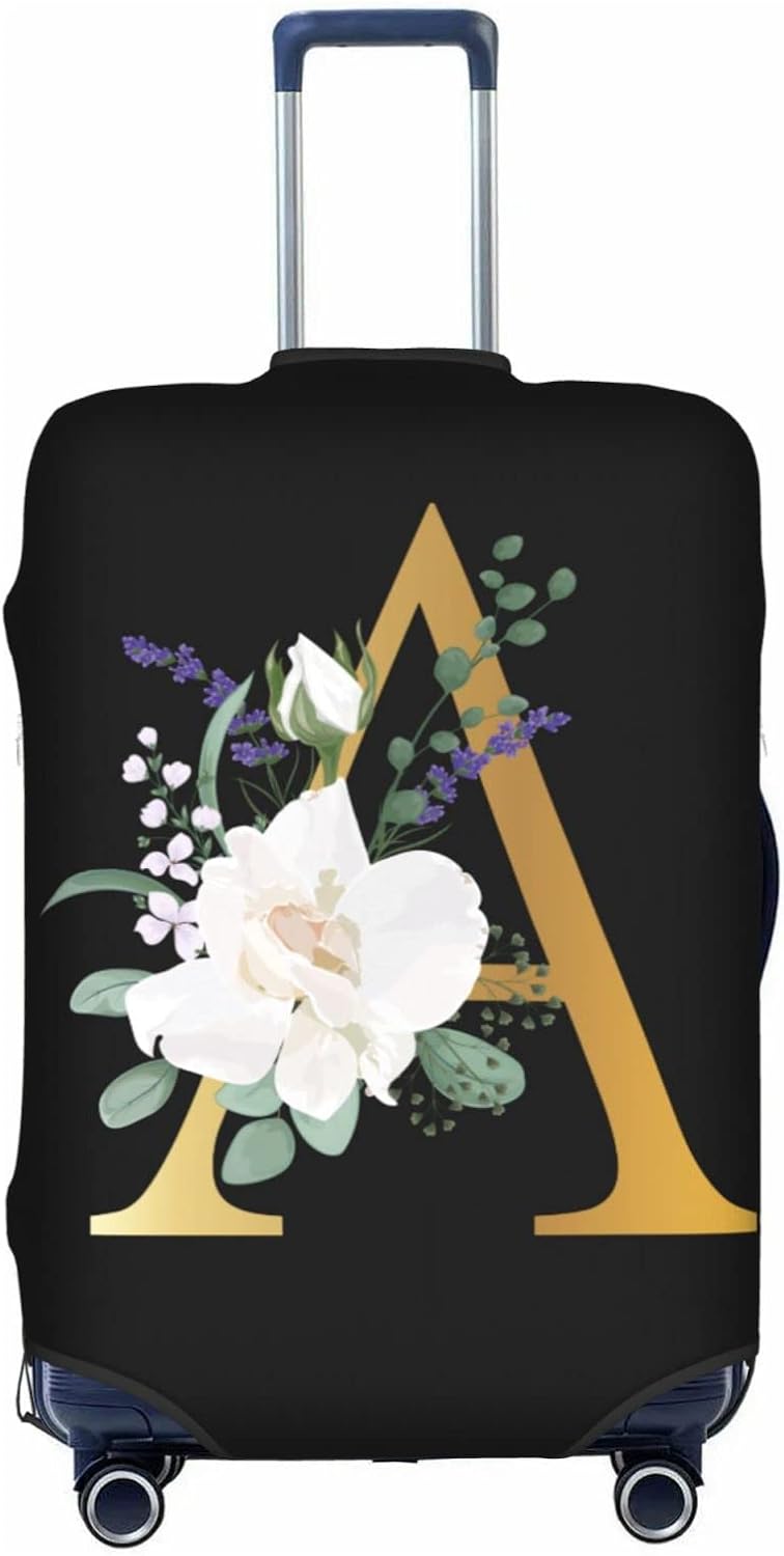 Flower Lette A Black Luggage Cover Elastic Washable