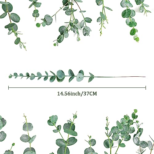 Sukh 24pcs Artificial Eucalyptus Stems - Faux Eucalyptus Branches Decor Fake Eucalyptus Plant hojas de eucalipto artificiales para decoracion Eucalyptus Bouquet Sprigs Leaves Flowe image 2