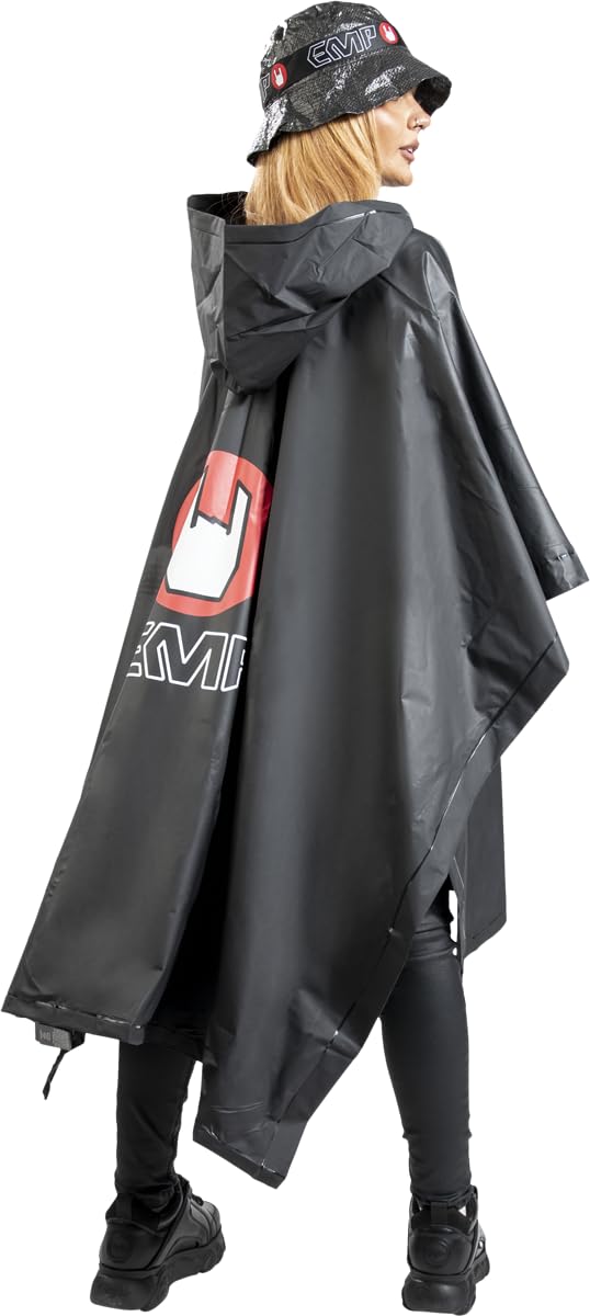 EMP Unisexe Poncho Festival - Poncho Imperméable noir