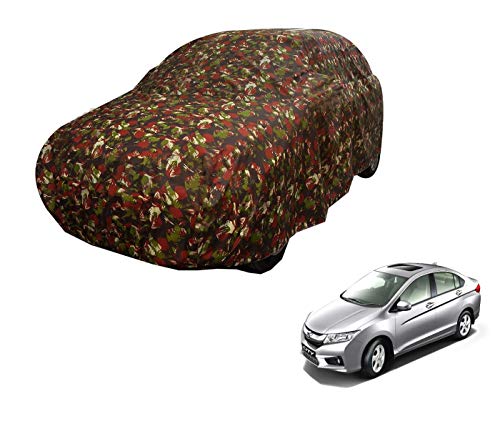 Image of Auto Hub Car Cover Compatible with City i-Dtec (Model : 2008-2019) with Weather Proof, Triple Stitched, City Car Cover Jungle Look