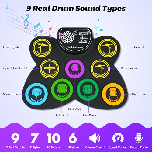 image for CAHAYA Electronic Drum Pad Set: Foldable 9-Pad Practice Electronic Dru