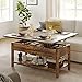 FABATO Lift Top 4-in-1 Multi-Function Convertible Coffee Table With Storage, Converts to Dining Table for Living Room, Reception Room, Office - Rustic Brown