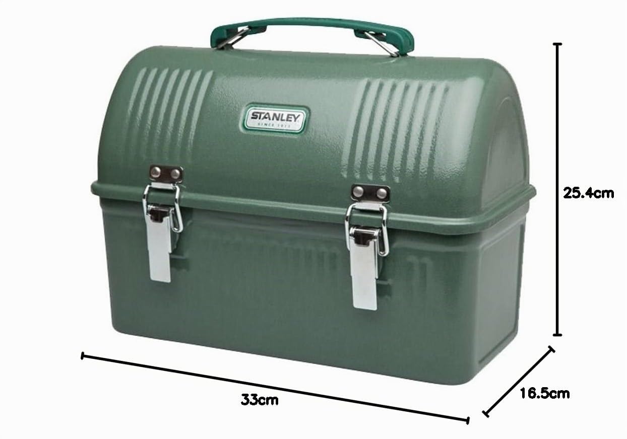 Stanley 1913 Classic Lunch Box 9.5L Hammertone Green - Scatola per il pranzo in acciaio inox con manico - Contenitore per alimenti - Può contenere una bottiglia sottovuoto o una tazza da viaggio