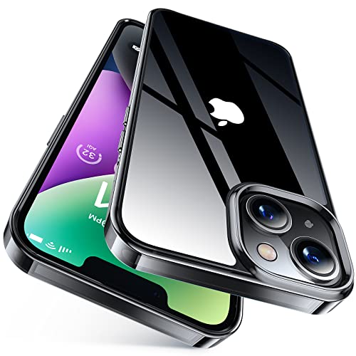 TORRAS Diamond Clear Case for iPhone 15 Plus & iPhone 14 Plus, Anti-Yellowing, Military Grade Protection, Shockproof Hard Back Slim Case, 6.7", Black