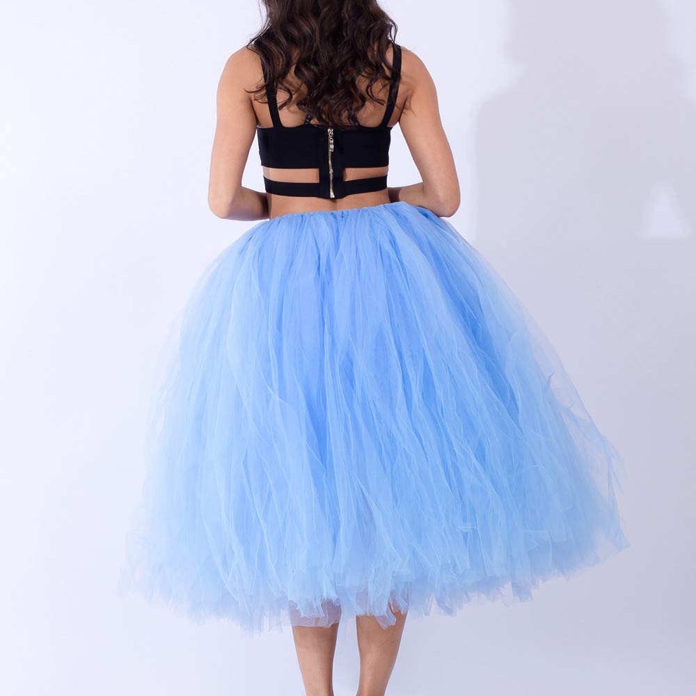 Midirock da donna in rete, sottogonna da damigella d'onore, in tulle, irregolare, a strati, tutù, sexy, da ballo, da principessa, ballo, festa, a vita alta