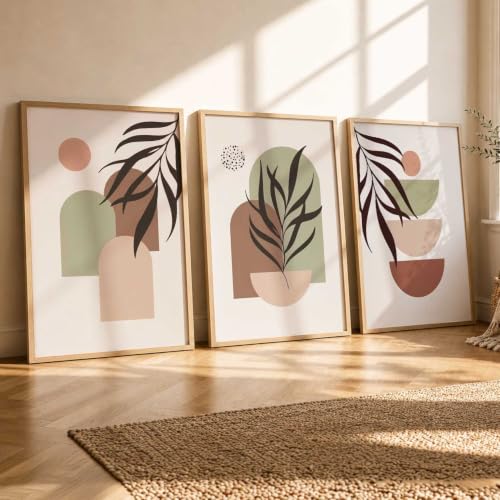 Image of kotart Boho Painting Wall Art Home Decoration Paintings With Frame For Living Room Bed Room Hotel Wall Decor Digital Reprint Set of 3 (19X25 inch)