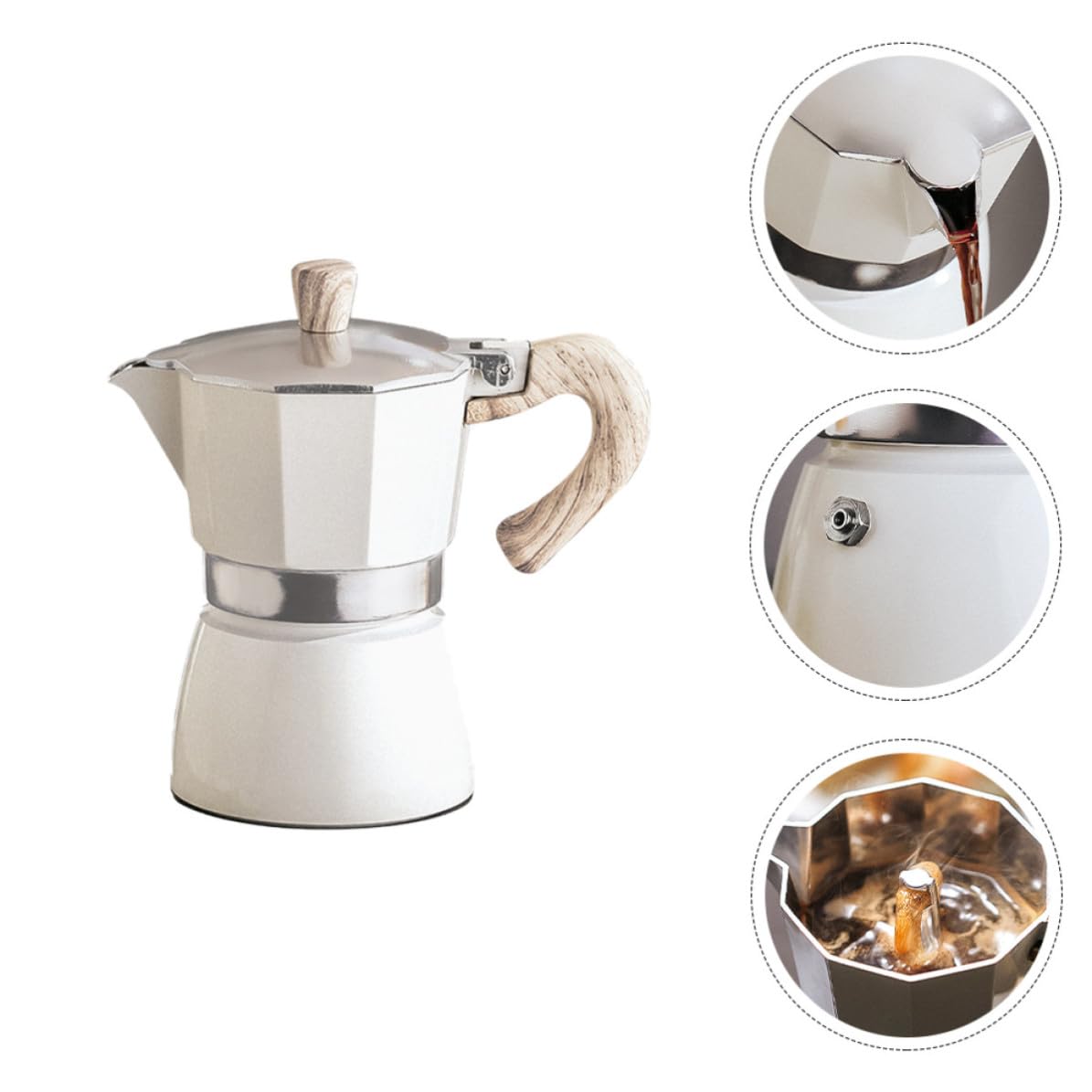 Caffettiera Mocha Pot in Alluminio da 300ml Manico Ergonomico e Facile da Usare per Casa e Caffetteria
