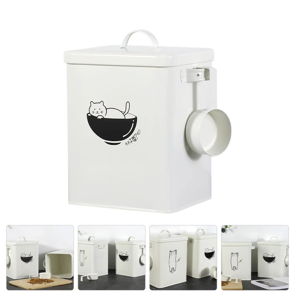 Cabilock Futterbox Metall Vorratsdosen Hundefutter Behälter mit Deckel und Schaufel Futtertonne Waschpulver Box Vorratsbehälter Aufbewahrungsdose für Küche Zuhause Lebensmittel