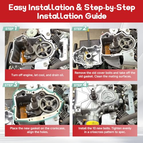Image of 594195 Crankcase Gasket Kit with 10 Bolts Fits Briggs Small Engine | Oil Leak Prevention Seal, Debris Blocking Gasket, Small Engine Protection,Compatible with B&S 401577, 4025A7, 4035A7
