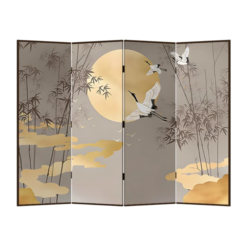 Privacy Screen Solid Wood Screen Partition, Living Room Entrance Decoration Background Wall, Foldable And Movable Retro Folding Room Divider